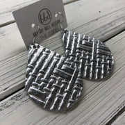 ZOEY (3 sizes available!) -  Leather Earrings  ||   METALLIC SILVER PANAMA WEAVE