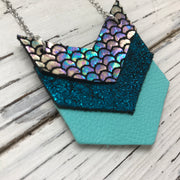 EMERSON - Leather Necklace  ||  METALLIC ANTIQUE MERMAID, METALLIC SHIMMER TEAL, MATTE ROBINS EGG BLUE