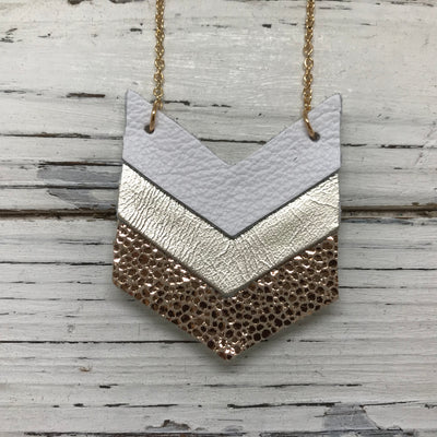 EMERSON - Leather Necklace  ||  MATTE WHITE, METALLIC CHAMPAGNE, METALLIC ROSE GOLD DRIPS