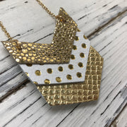EMERSON - Leather Necklace  ||  METALLIC GOLD DRIPS, WHITE WITH METALLIC GOLD POLKADOTS, METALLIC GOLD COBRA