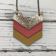 EMERSON - Leather Necklace  ||  METALLIC ROSE GOLD DRIPS, MATTE CORAL, MATTE MUSTARD YELLOW
