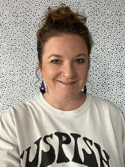 GNOME -  Leather Earrings  ||   <BR>PINK HEARTS, <BR> MATTE WHITE