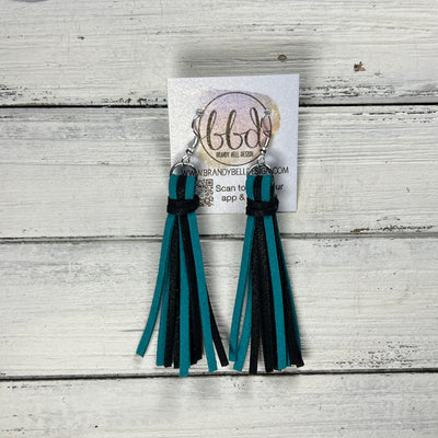 MARIE - Faux Suede Tassel Earrings  || TEAL & BLACK