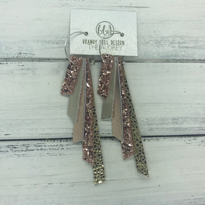 AUDREY - Leather Earrings  ||   ROSE GOLD GLITTER, METALLIC CHAMPAGNE, METALLIC ROSE GOLD, ROSE GOLD GLITTER, METALLIC GOLD DRIPS