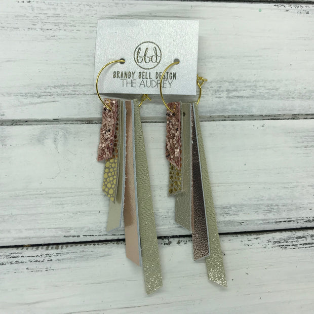 AUDREY - Leather Earrings  ||   ROSE GOLD GLITTER, METALLIC GOLD DRIPS, METALLIC CHAMPAGNE, METALLIC ROSE GOLD, SHIMMER GOLD