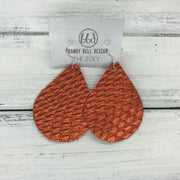 ZOEY (3 sizes available!) -  Leather Earrings  ||   METALLIC ORANGE COBRA