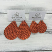 ZOEY (3 sizes available!) -  Leather Earrings  ||   METALLIC ORANGE COBRA