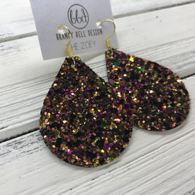 ZOEY (3 sizes available!) -  Leather Earrings  ||   AUTUMN HARVEST GLITTER (NOT REAL LEATHER)