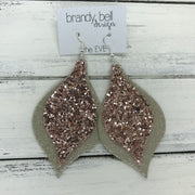 EVE - Leather Earrings  || <BR> ROSE GOLD GLITTER (NOT REAL LEATHER), <BR> SHIMMER CHAMPAGNE