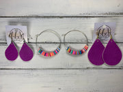 RUTHIA - Rubber Disk Hoop Earrings  ||   HOT PINK