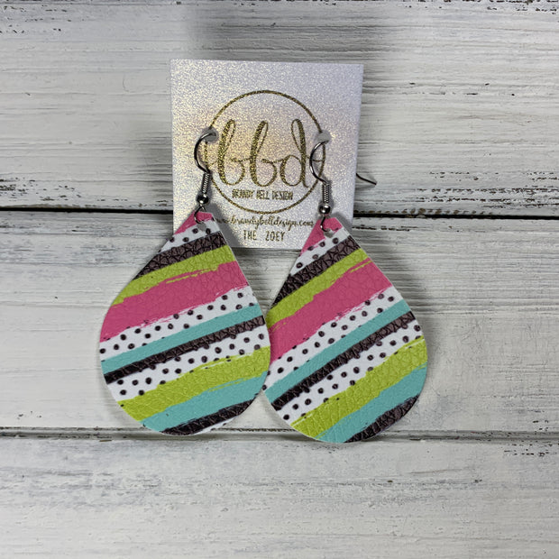 ZOEY (3 sizes available!) -  Leather Earrings  ||  FUNKY STRIPE (FAUX LEATHER)