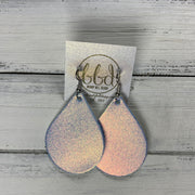 ZOEY (3 sizes available!) -  Leather Earrings  ||  IRIDESCENT BLUE/PINK  (FAUX LEATHER)
