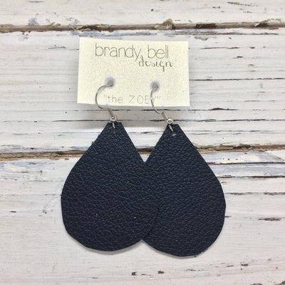 ZOEY (3 sizes available!) - Leather Earrings || MATTE NAVY BLUE