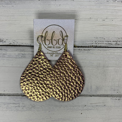 ZOEY (3 sizes available!) -  Leather Earrings  ||  GOLD ON PINK TEXTURE