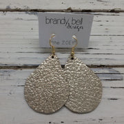 ZOEY (3 sizes available!) - Leather Earrings  || METALLIC CRACKLE CHAMPAGNE