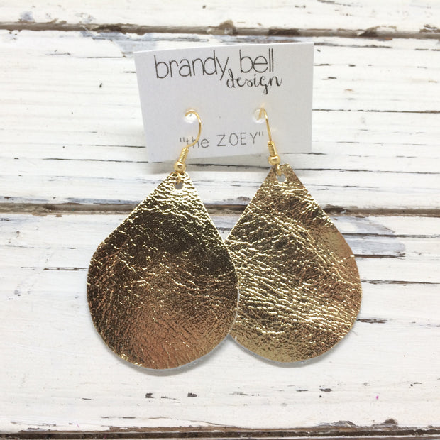 ZOEY (3 sizes available!) - Leather Earrings  || METALLIC GOLD