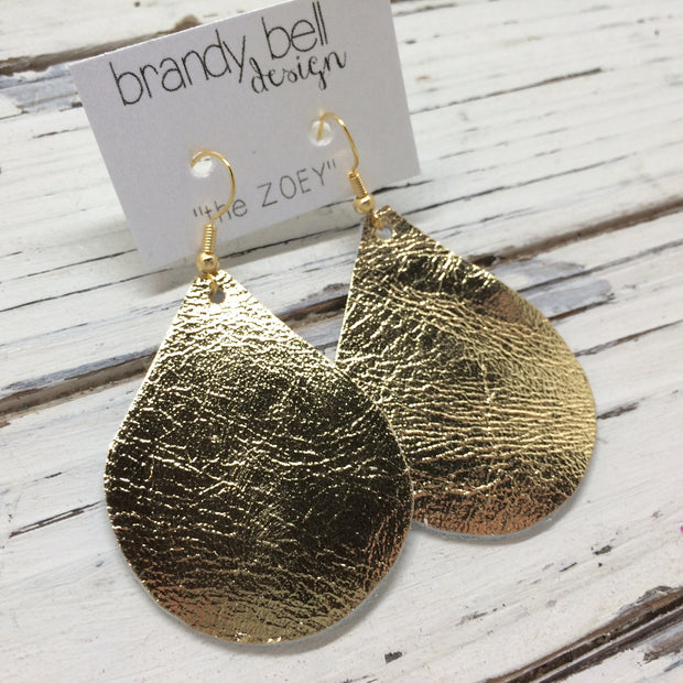 ZOEY (3 sizes available!) - Leather Earrings  || METALLIC GOLD