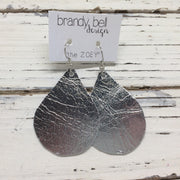 ZOEY (3 sizes available!) - Leather Earrings  || METALLIC SILVER