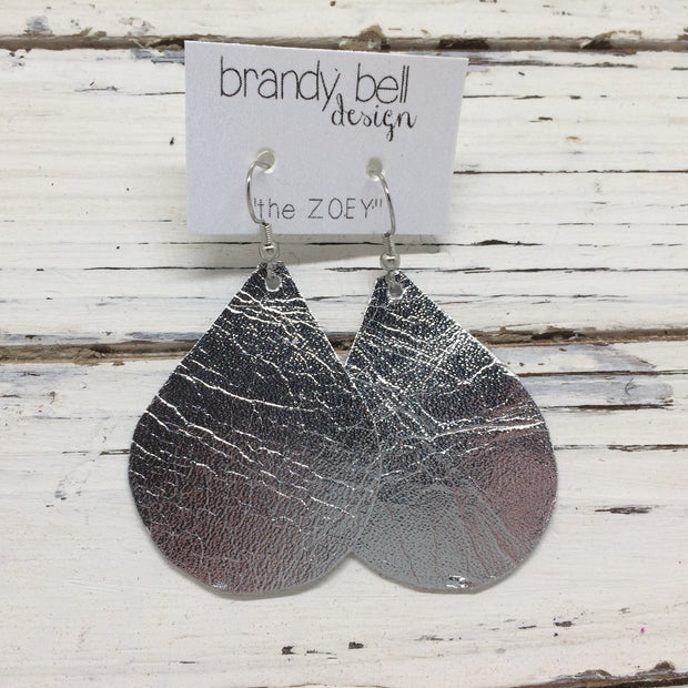 ZOEY (3 sizes available!) - Leather Earrings  || METALLIC SILVER