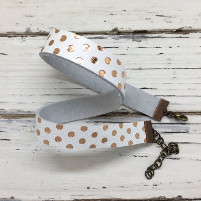 ANGEL - WRAP BRACELET / CHOKER NECKLACE - handmade by Brandy Bell Design || WHITE WITH ROSE GOLD POLKA DOTS