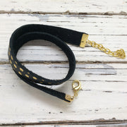 ANGEL - WRAP BRACELET / CHOKER NECKLACE - handmade by Brandy Bell Design || MATTE BLACK WITH METALLIC GOLD POLKA DOTS