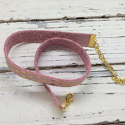 ANGEL - WRAP BRACELET / CHOKER NECKLACE - handmade by Brandy Bell Design || MATTE PINK WITH METALLIC ROSE GOLD POLKA DOTS