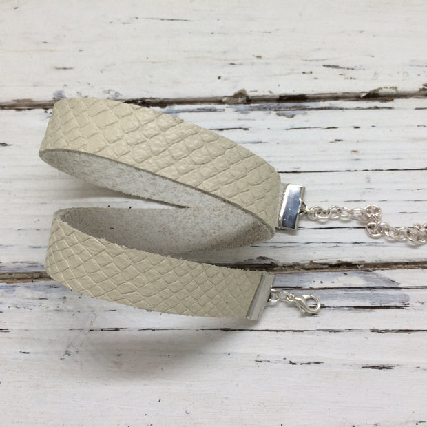 ANGEL - WRAP BRACELET / CHOKER NECKLACE - handmade by Brandy Bell Design || MATTE IVORY TEXTURED