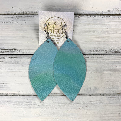MAISY - Leather Earrings  ||  <BR>  WATERCOLOR AQUA *pattern placement will vary!*