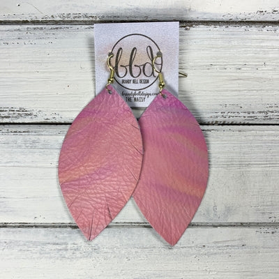 MAISY - Leather Earrings  ||  <BR>  WATERCOLOR PINK *pattern placement will vary!*