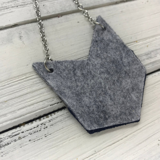 EMERSON - Leather Necklace  ||  <BR> PEWTER GLITTER (NOT REAL LEATHER), <BR> PEARLIZED GRAY, <BR>SHIMMER NAVY