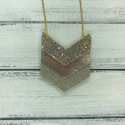 EMERSON - Leather Necklace  ||  <BR> GLAMOUR GLITTER (NOT REAL LEATHER), <BR> METALLIC ROSE GOLD SMOOTH, <BR>SHIMMER CHAMPAGNE