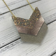 EMERSON - Leather Necklace  ||  <BR> GLAMOUR GLITTER (NOT REAL LEATHER), <BR> METALLIC ROSE GOLD SMOOTH, <BR>SHIMMER CHAMPAGNE