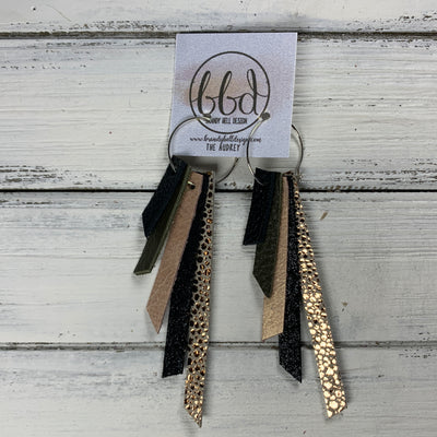 AUDREY - Leather Earrings  ||   MATTE BLACK, OLIVE, PEARLIZED PINK, SHIMMER BLACK, METALLIC ROSE GOLD DRIPS