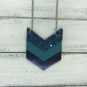 EMERSON - Leather Necklace  ||  <BR> TEAL GLITTER (NOT REAL LEATHER), <BR> MATTE DARK TEAL, <BR>METALLIC NAVY SMOOTH