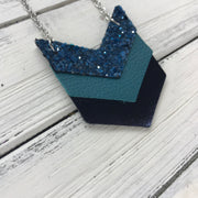 EMERSON - Leather Necklace  ||  <BR> TEAL GLITTER (NOT REAL LEATHER), <BR> MATTE DARK TEAL, <BR>METALLIC NAVY SMOOTH