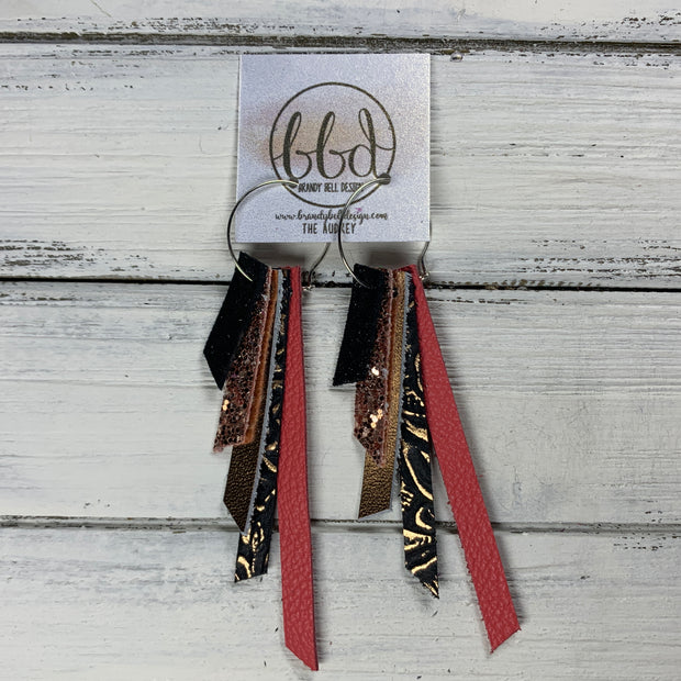 AUDREY - Leather Earrings  ||  SHIMMER BLACK, ROSE GOLD GLITTER, METALLIC ROSE GOLD SMOOTH, ROSE GOLD ON BLACK WESTERN FLORAL, MATTE CORAL/PINK