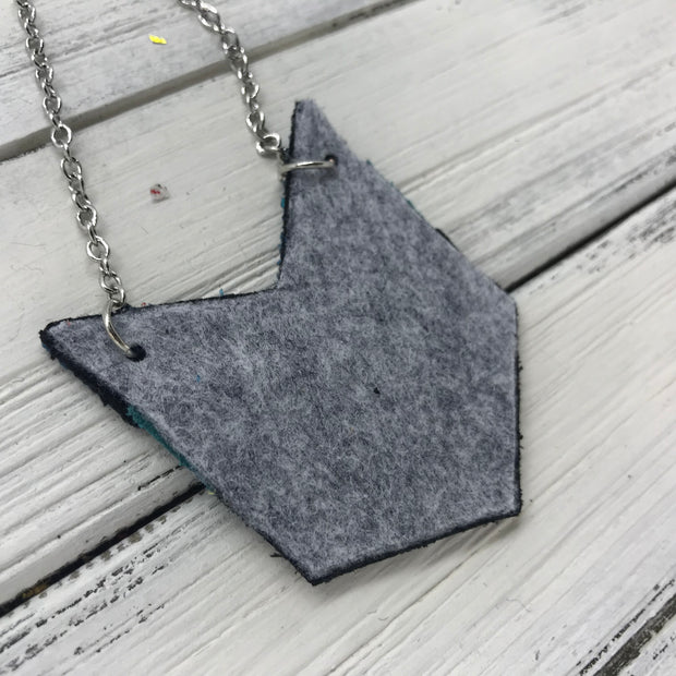 EMERSON - Leather Necklace  ||  <BR> TEAL GLITTER (NOT REAL LEATHER), <BR> MATTE DARK TEAL, <BR>METALLIC NAVY SMOOTH