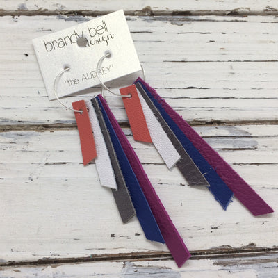 AUDREY - Leather Earrings  || MATTE SALMON, WHITE, PEARL GRAY, MATTE COBALT BLUE, FUCHSIA