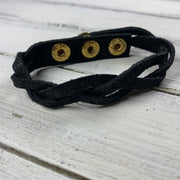 LENNON - MYSTERY BRAID BRACELET - handmade by Brandy Bell Design ||  <BR> SHIMMER BLACK (GOLD)