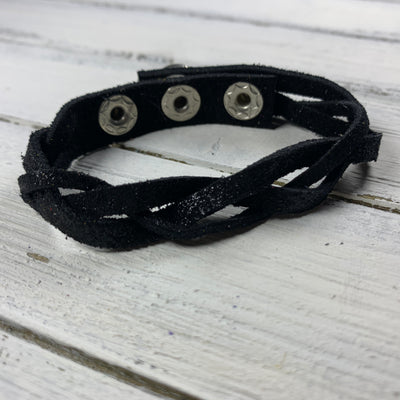 LENNON - MYSTERY BRAID BRACELET - handmade by Brandy Bell Design ||  <BR> SHIMMER BLACK (SILVER)