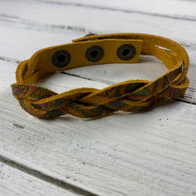 LENNON - MYSTERY BRAID BRACELET - handmade by Brandy Bell Design ||  <BR> MUSTARD AZTEC