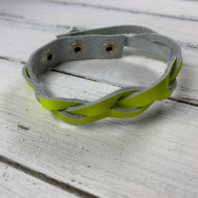 LENNON - MYSTERY BRAID BRACELET - handmade by Brandy Bell Design ||  <BR> MATTE NEON YELLOW (SILVER)