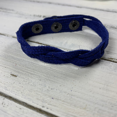 LENNON - MYSTERY BRAID BRACELET - handmade by Brandy Bell Design ||  <BR> COBALT PALMS (PEWTER)