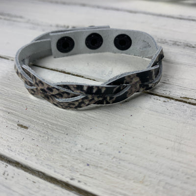 LENNON - MYSTERY BRAID BRACELET - handmade by Brandy Bell Design ||  <BR> GRAY & BLACK SNAKE PRINT (BLACK)