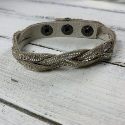 LENNON - MYSTERY BRAID BRACELET - handmade by Brandy Bell Design ||  <BR> METALLIC SILVER SANDS (PEWTER)