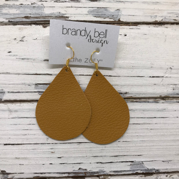 ZOEY (3 sizes available!) -  Leather Earrings  ||  MATTE MUSTARD YELLOW
