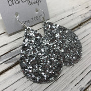 ZOEY (3 sizes available!) -  GLITTER ON CANVAS Earrings  (not leather) ||  SILVER GLITTER