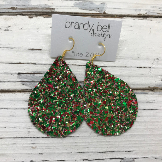 ZOEY (3 sizes available!)-  GLITTER ON CANVAS Earrings  (not leather)  ||  CHRISTMAS GLITTER