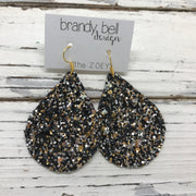 ZOEY (3 sizes available!) -  GLITTER ON CANVAS Earrings  (not leather)  ||  NEW YEAR GLITTER
