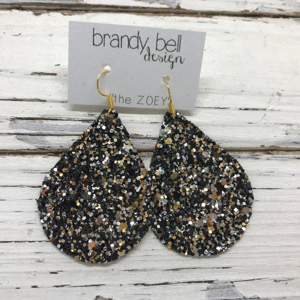 ZOEY (3 sizes available!) -  GLITTER ON CANVAS Earrings  (not leather)  ||  NEW YEAR GLITTER